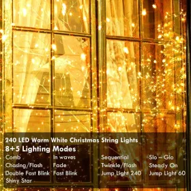 240-LED 88-Ft Warm White Outdoor String Lights