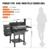 53-Inch Outdoor Pellet Grill & Smoker with Cart