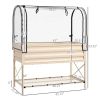 Cream Elevated Metal Raised Garden Bed with Greenhouse Cover