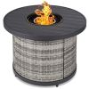 50,000 BTU Grey Wicker Round Propane Fire Pit Table