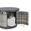 50,000 BTU Grey Wicker Round Propane Fire Pit Table
