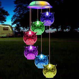 Owl Solar Wind Chimes Waterproof LED Solar Powered Memorial Wind Chimes With Lights