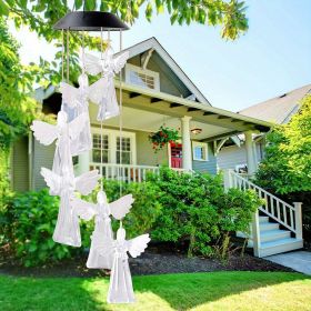 Solar Powered Wind Chimes With Led Light Angel Pattern
