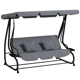 Outsunny Swing Bench Free Standing Porch with Adjustable Canopy Cushion and Pillows