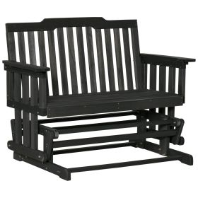 Outsunny 2-Person Patio Swing Glider Bench with Quick Drying Design and Widen Armrest, Wood Rocking Chair Loveseat for Backyard Garden Porch, Bla