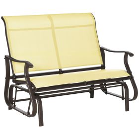 Outsunny 47" Outdoor Double Glider Bench for 2 Person, Patio Glider Armchair Swing Chair for Backyard with Mesh Seat and Backrest, Steel Frame, Y