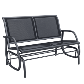 Outsunny Outdoor Glider Rocking Chair for 2, Patio Bench Swing with Steel Frame, Black