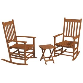 Outsunny Teak Outdoor Leisure Set: Rocking Chairs with Side Table for Breezy Moments