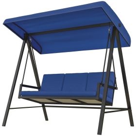 Outsunny 3-Person Patio Swing Chair, Outdoor Porch Swing with Adjustable Canopy & Removable Cushions, Blue