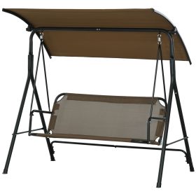 Outsunny Outdoor Patio Swing Chair 3-Seat Steel Frame Stand Adjustable Tilt Canopy for Patio Garden Brown