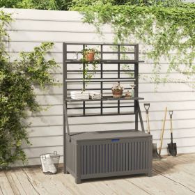 Solid Wood Acacia Storage Box with Trellis Gray 39"x19.7"x63"