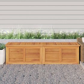 Solid Wood Teak Patio Storage Box with Bag 78.7"x19.7"x20.9"