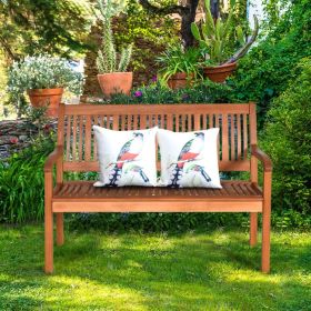 Two Person Solid Wood Garden Bench with Curved Back and Wide Armrest