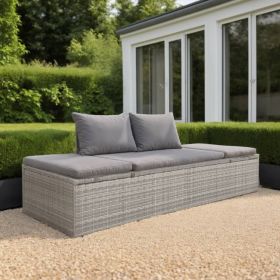Poly Rattan Patio Bed Gray 76.8"x23.6"