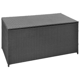 Poly Rattan Patio Storage Box Black 47.2"x19.7"x23.6"