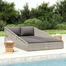 Poly Rattan Patio Bed Gray 43.3"x78.7"