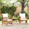 Solid Acacia Wood Garden Chair Set of 2 Cream with White Cushions