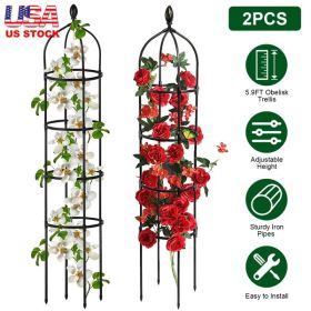 2 Packs Garden Obelisk Trellis 5.9FT Plants Tower for Climbing Plants Flower Vegetable Vine Support Rustproof Garden Plant Trellis Black(No shipm