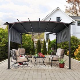 12 x 9 Ft Outdoor Pergola Patio Gazebo Retractable Shade Canopy Steel Frame Gazebo for Gardens Terraces Backyard