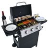 Propane 4 Burner Barbecue Grill, Stainless Steel 34,000 BTU Barbecue Grill with Two Shelves and Bottle Opener