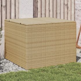 Poly Rattan Garden Storage Box Mix Beige 76.9 Gal