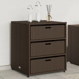 Poly Rattan Patio Storage Cabinet Brown 21.7"x23.2"x27.2"