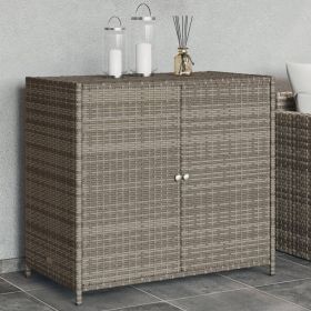 Poly Rattan Patio Storage Cabinet Gray 32.7"x17.7"x29.9"