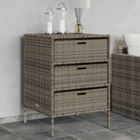 Poly Rattan Patio Storage Cabinet Gray 21.7"x23.2"x31.5"