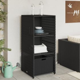 Poly Rattan Patio Storage Cabinet Black 19.7"x21.7"x45.3"