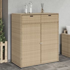 Poly Rattan Patio Storage Cabinet Beige 41.3"x21.7"x44.5"
