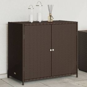 Poly Rattan Patio Storage Cabinet Brown 32.7"x17.7"x29.9"