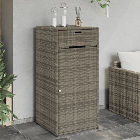 Poly Rattan Patio Storage Cabinet Gray 21.7"x21.7"x43.7"