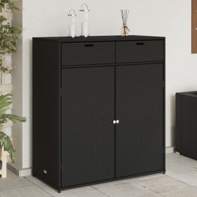 Poly Rattan Patio Storage Cabinet Black 41.3"x21.7"x44.5"