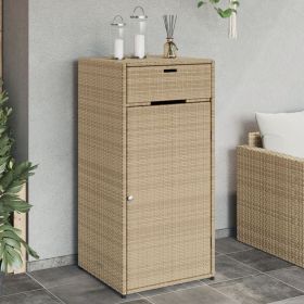 Poly Rattan Patio Storage Cabinet Beige