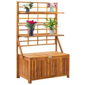 Solid Acacia Wood Storage Box with Trellis 39"x21.7"x63"
