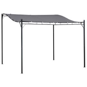 Outsunny 10' x 10' Steel Outdoor Pergola Gazebo, Patio Canopy with Weather-Resistant Fabric and Drainage Holes for Backyard Pool Deck Garden, Gra