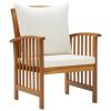Solid Acacia Wood Garden Chair Set of 2 Cream with White Cushions
