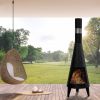 63-Inch Black Steel Wood-Burning Outdoor Chiminea with Ash Receiver