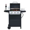 Propane 4 Burner Barbecue Grill, Stainless Steel 34,000 BTU Barbecue Grill with Two Shelves and Bottle Opener
