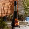 63-Inch Black Steel Wood-Burning Outdoor Chiminea with Ash Receiver