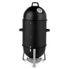 Smokey Mountain Steel Vertical Charcoal Smoker Round BBQ Grill for Outdoor Cooking Black