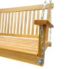Front Porch Swing with Armrests, Wood Bench Swing with Hanging Chains