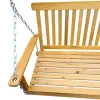 Front Porch Swing with Armrests, Wood Bench Swing with Hanging Chains