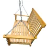 Front Porch Swing with Armrests, Wood Bench Swing with Hanging Chains