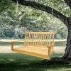 Front Porch Swing with Armrests, Wood Bench Swing with Hanging Chains