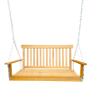 Teak Porch Swing with Armrests, Wood Bench Swing with Hanging Chains Outdoor Patio Garden Yard