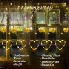 138 LED Warm White Heart Curtain String Lights