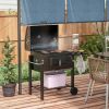 Outsunny Charcoal BBQ Grill and Smoker Combo Outdoor Portable Trolley Camping Picnic Backyard with Side Shelf, Black