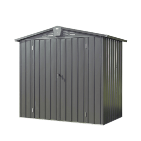 Outdoor Storage Shed 6.5x 4.2Metal Garden Shed For Bike, Trash Can, Tools, Lawn Mowers, Galvanized Steel Outdoor Storage Cabinet With Lockable Doo (Option: Dark Gray)