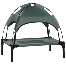 Paw Hut Elevated Portable Dog Cot Pet Bed With UV Protection Canopy Shade, 24 Inch, Gray (Option: Gray)